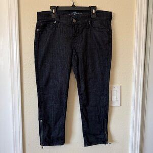 7 For All Mankind Women's Capri Blue Denim Dark Wash Jeans Sz 28